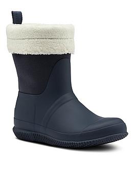 Hunter Original Roll Top Sherpa Boot - Navy