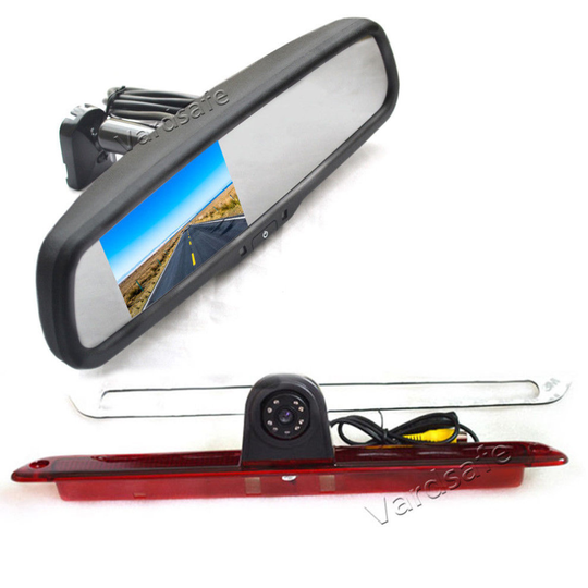 Brake Light Backup Camera + Replacement Rear View Mirror Monitor for Mercedes Sprinter Van (2007-2018)