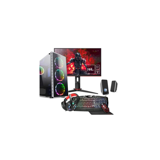 (i5 2400, GTX1050, 5 Piece Gaming Set) Fast Gaming PC VR Ready, GTX 1650, Quad Core i5, 16GB, 2TB, Bundle Set Speakers Raider White