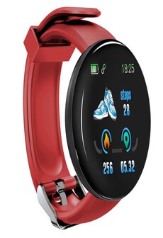 Bluetooth Waterproof Smart Watch D18 with Blood Pressure and Heart Rate Monitor Red