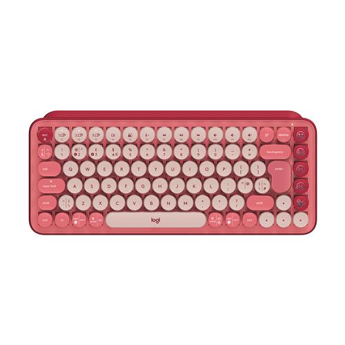 Logitech Pop Keys keyboard RF Wireless + Bluetooth QWERTY UK English Burgundy Pink Rose