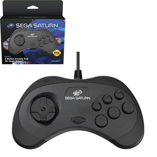 Black Retro-Bit Sega Saturn Gamepad for Sega Saturn