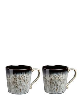 Denby Halo Grey Speckle Set Of 2 Heritage Mugs