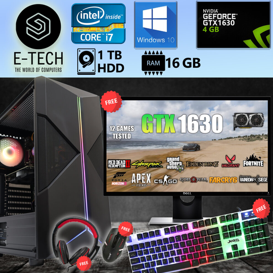Gaming bundle PC Computer Intel Quad Core i7 16GB 1TB GTX1630 W10