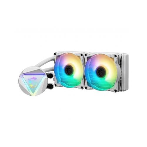MSI MAG CORELIQUID 240R V2 WHITE Liquid CPU Cooler '240mm Radiator 2x 120mm ARGB PWM Fan ARGB lighting Center Supported Compatible with Intel and AMD Platforms Latest LGA 1700 ready'