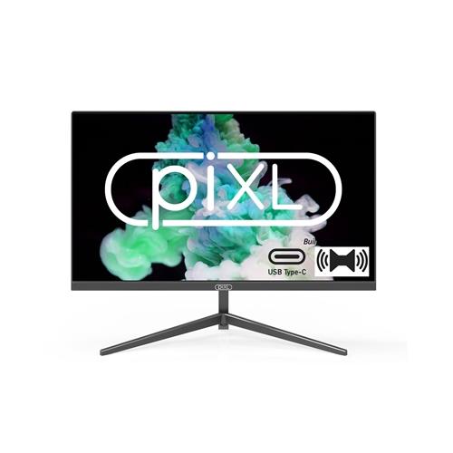 piXL PX24IUHDS 24 Inch Frameless Monitor Widescreen LCD Panel 5ms Response Time 75Hz Refresh Rate Full HD 1920 x 1080 HDMI Display Port USB-C Speakers 16.7 Million Colour Support Black Finish