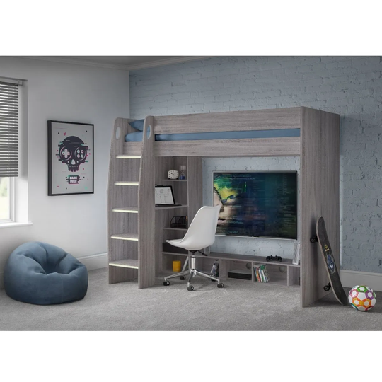 Julian Bowen Nebula Gaming Bed With Desk Grey Oak