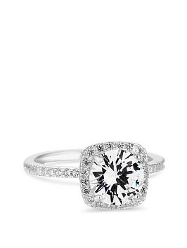 Simply Silver Square Cubic Zirconia Halo Ring