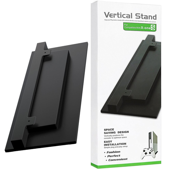BLACK Vented Vertical Stand Dock Holder for Microsoft XBOX ONE S SLIM Console