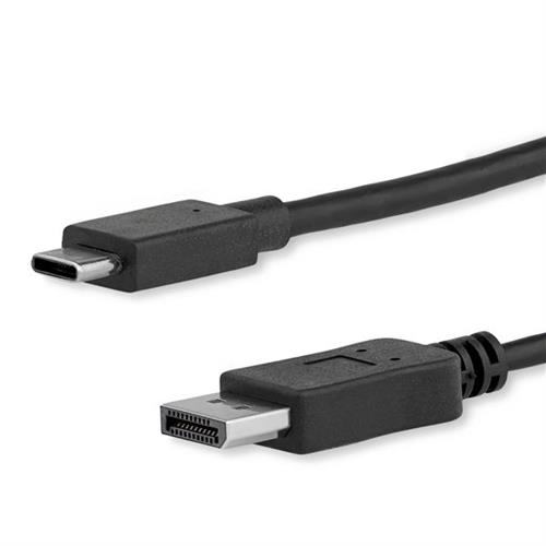 StarTech.com 6ft/1.8m USB C to DisplayPort 1.2 Cable 4K 60Hz - USB-C to DisplayPort Adapter Cable HBR2 - USB Type-C DP Alt Mode to DP Monitor Video Cable - Works w/ Thunderbolt 3 - Black