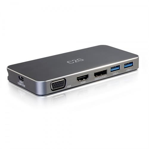 C2G USB-C[R] Dual Display MST Docking Station with HDMI[R] DisplayPort[TM] VGA and Power Delivery up to 65W - 4K 30Hz
