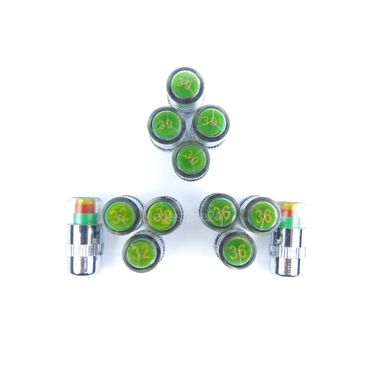 (30 PSI, 4 Single Caps) Tyre Pressure Monitor Indicatior Caps Car Tyre Valve PSI Air Indicator Caps