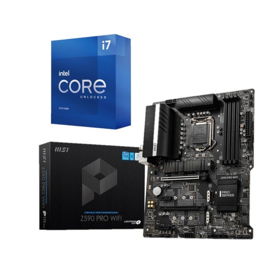 MSI Z590 PRO WIFI ATX Motherboard + Intel Core i7 11700K Processor Bundle