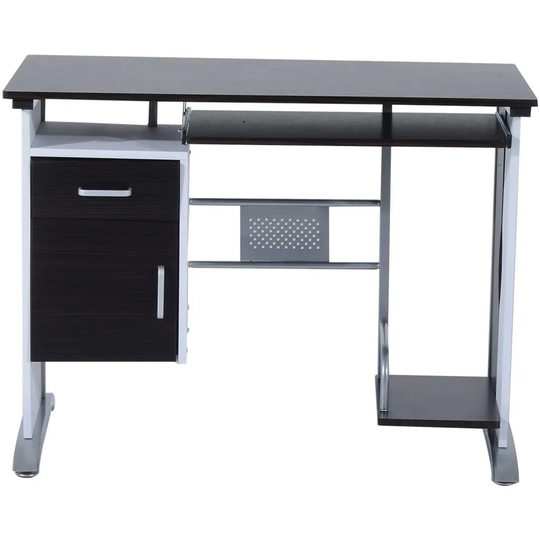 Zennor Pawley Desk with Storage & Keyboard Shelf - Black Walnut