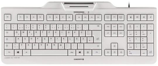 Cherry Kc 1000 Sc Security Wired Keyboard With Integrated Smart Card Terminal (light Grey) - Uk