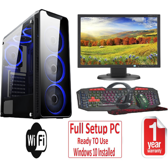 (Blue Blaze) Fast Gaming PC Bundle Intel Core i5 16GB RAM 1TB GT710