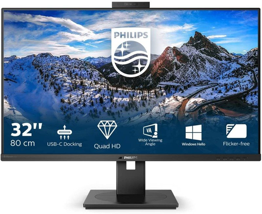 Philips 326P1H 32" QHD USB-C Docking Monitor with Built-in Webcam