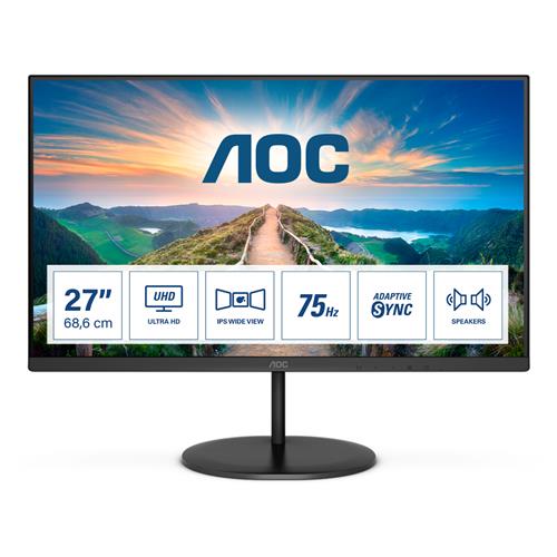 AOC V4 U27V4EA computer monitor 68.6 cm (27") 3840 x 2160 pixels 4K Ultra HD LED Black