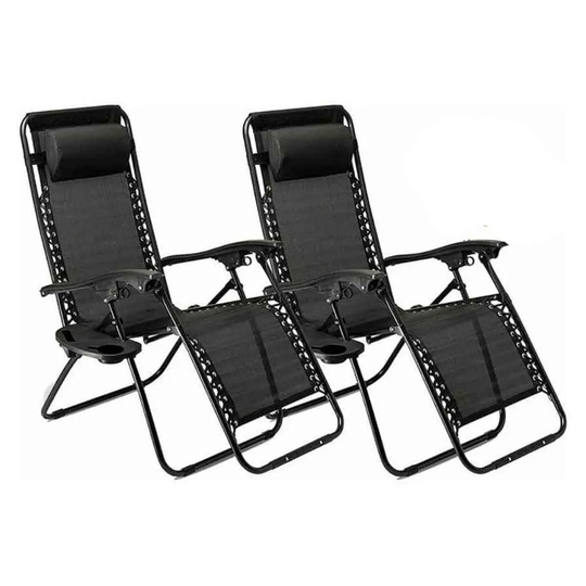 Neo Direct 2X Zero Gravity Reclining Portable Outdoor Sun Lounger - Black