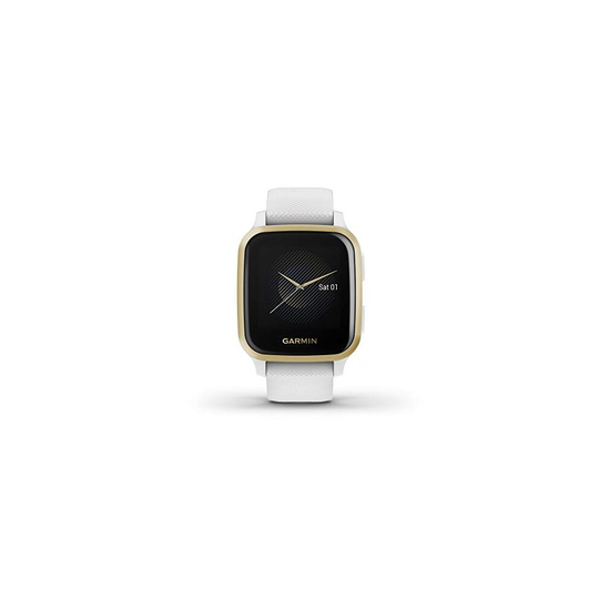 Garmin Venu Sq GPS Smartwatch with All-day Health Monitoring and Fitness Features, Built-in Sports Apps and More, White with Light Gold Bezel